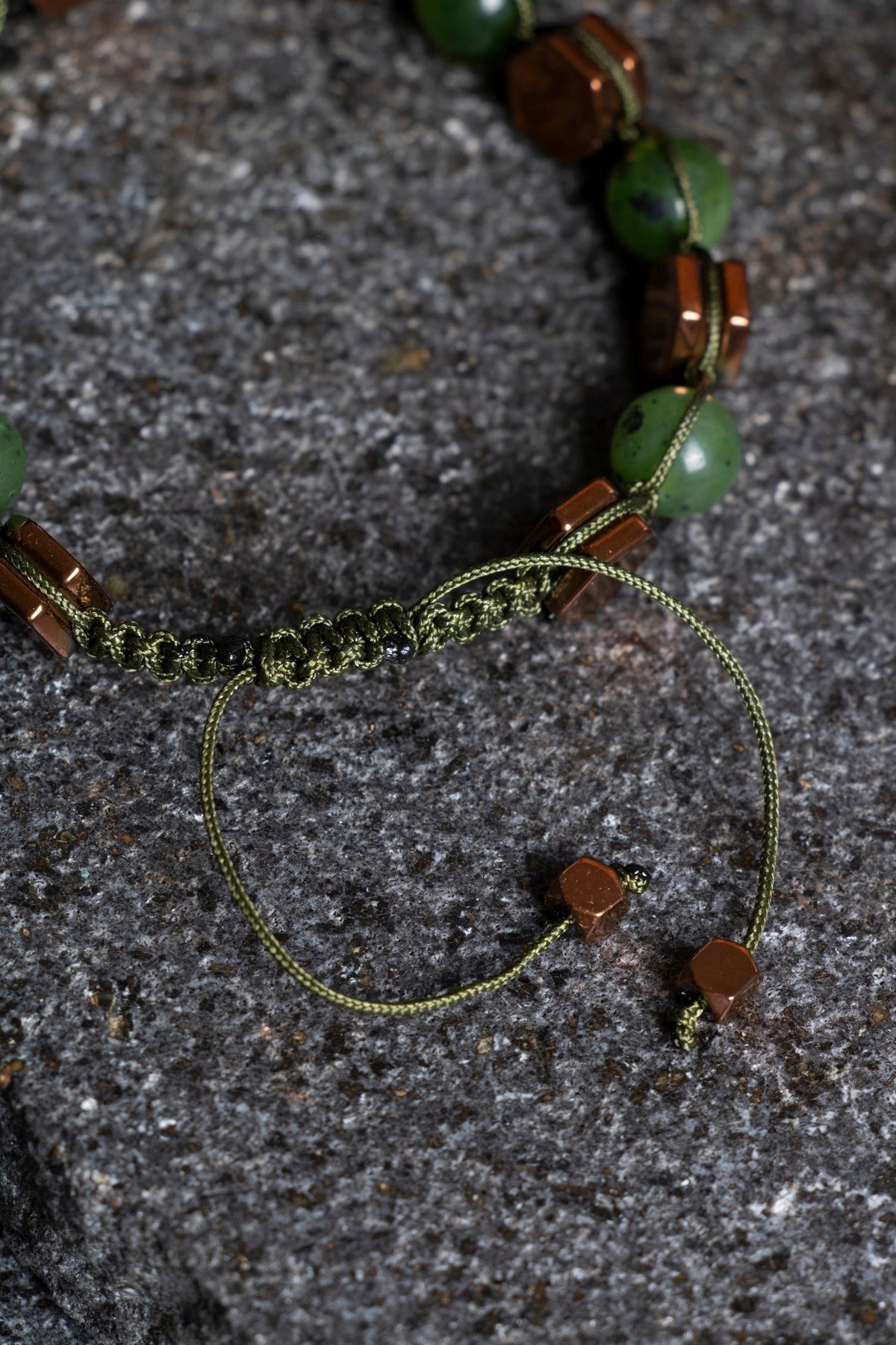 Yeşim, Hematit Doğal Taş Makrome Bileklik (SK:357)