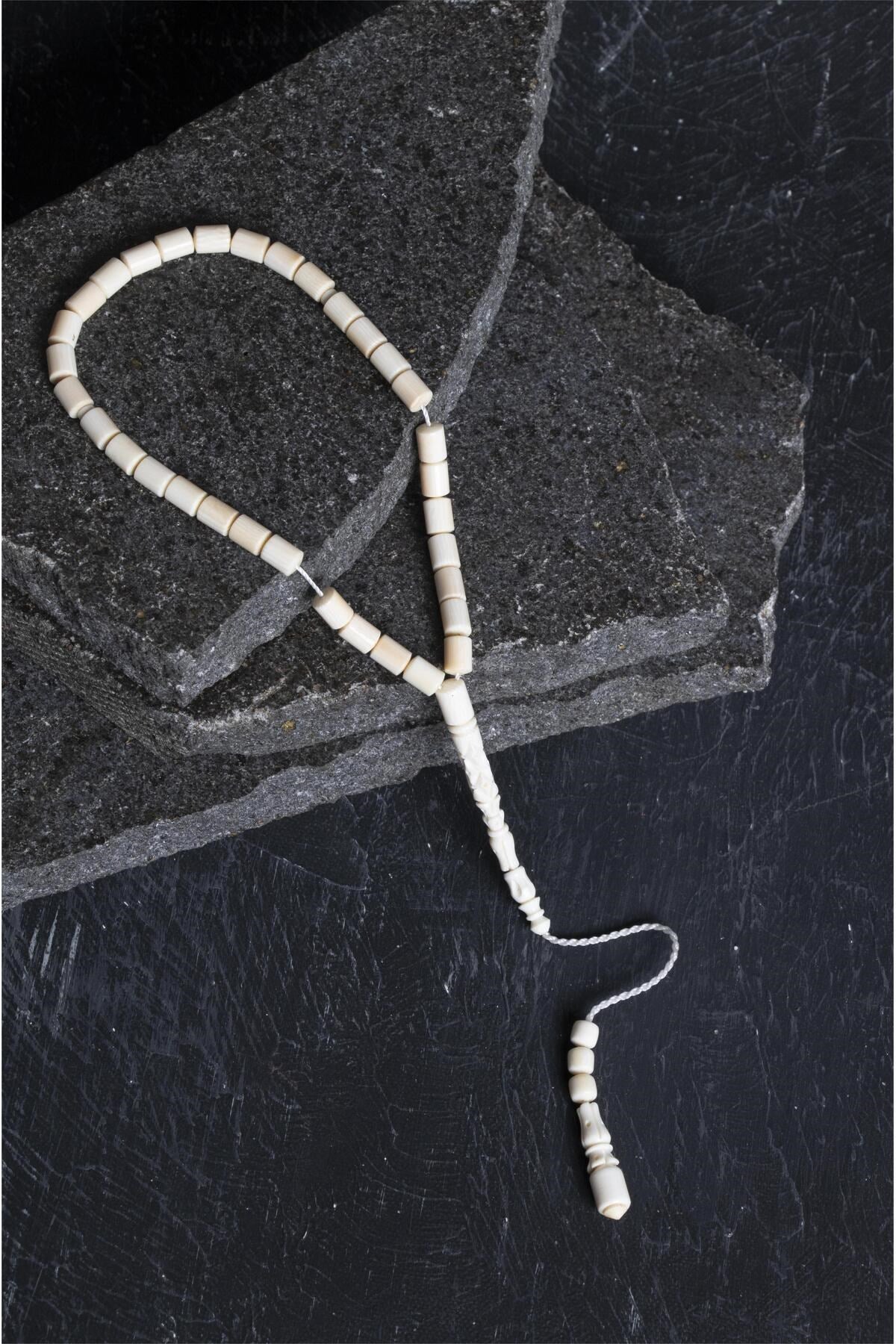 Sertifikalı Fil Dişi Boru Kesim 33'lük Doğal Taş Tesbih