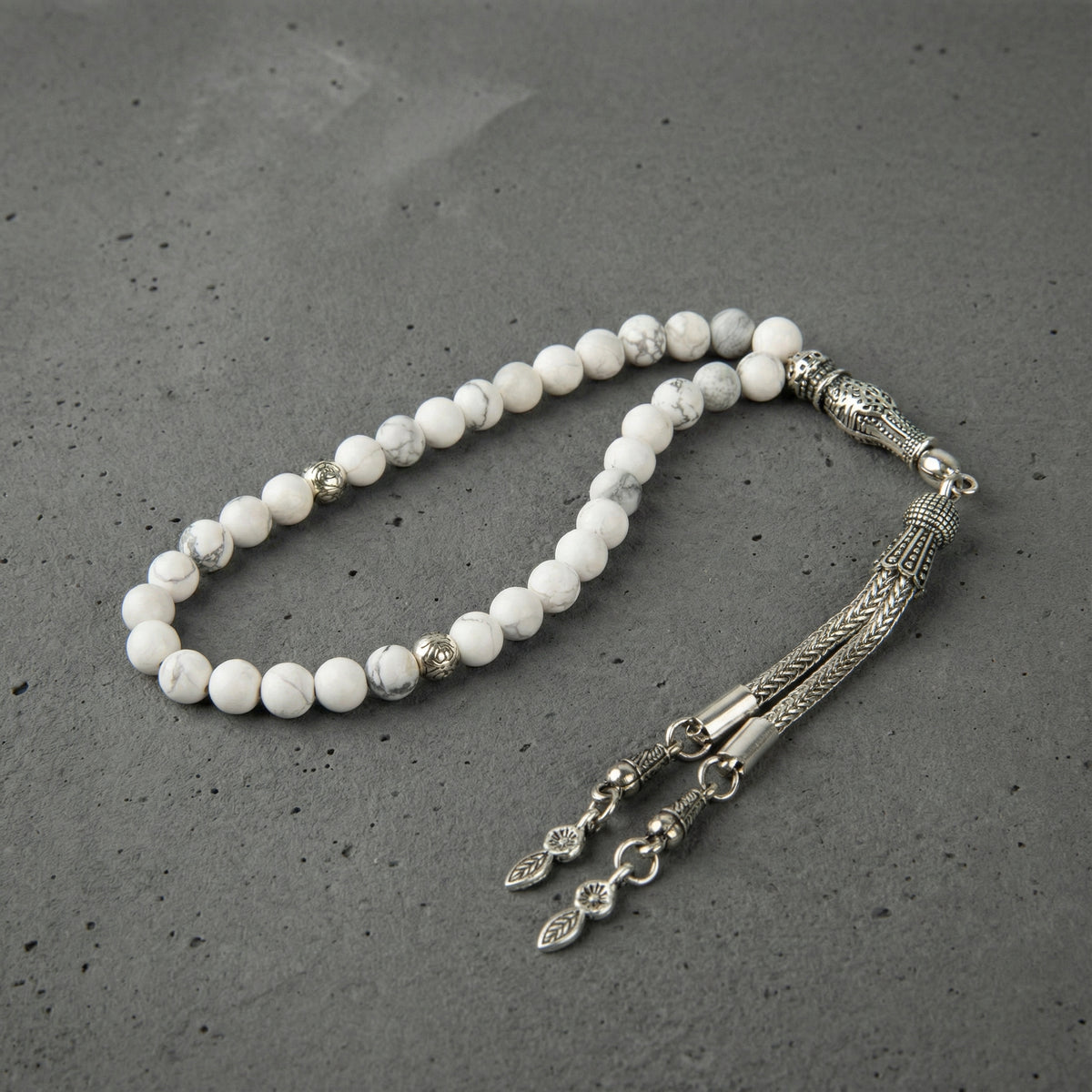 Havlit (Howlite) Doğal Taş Tesbih – 33’lük – 6 mm