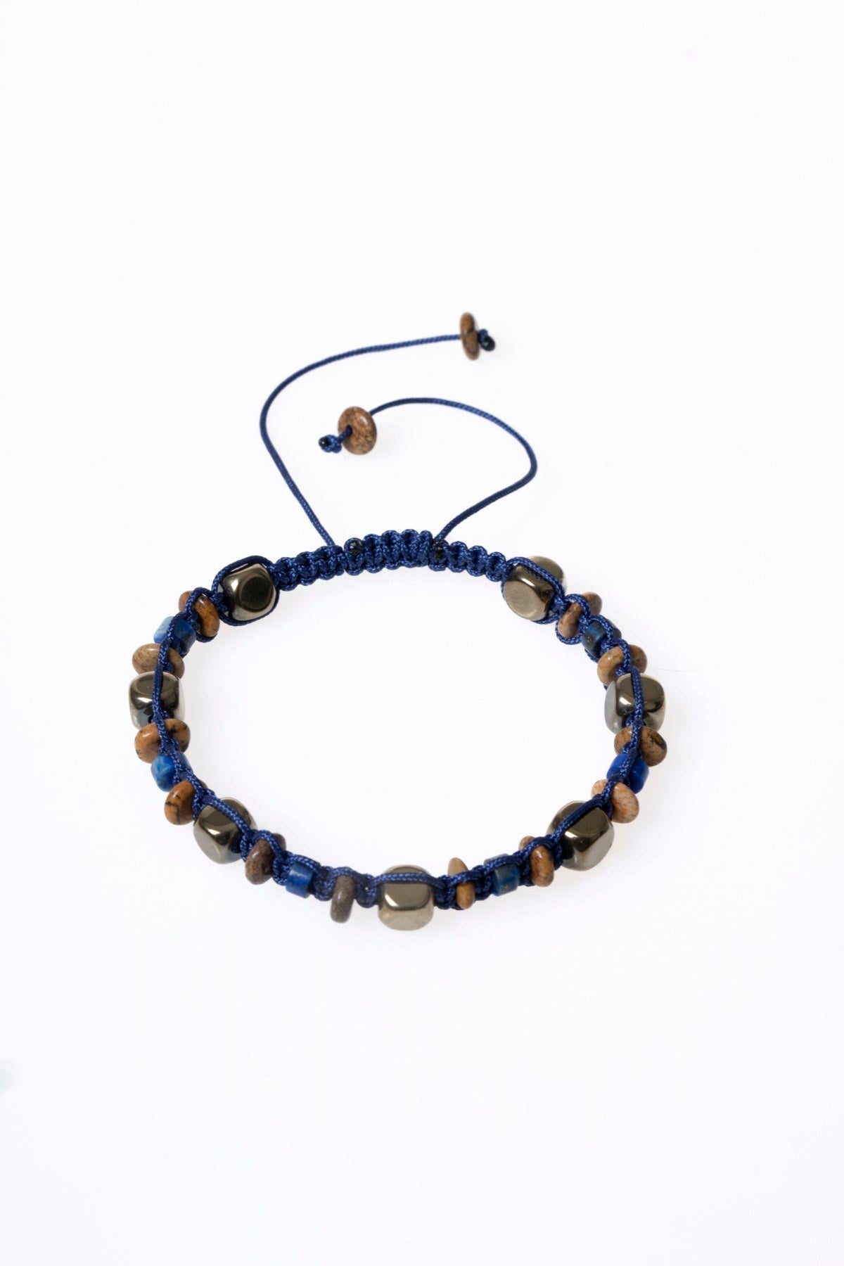 Lapis Lazuli, Jasper, Hematit Doğal Taş Makrome Bileklik (SK:079)