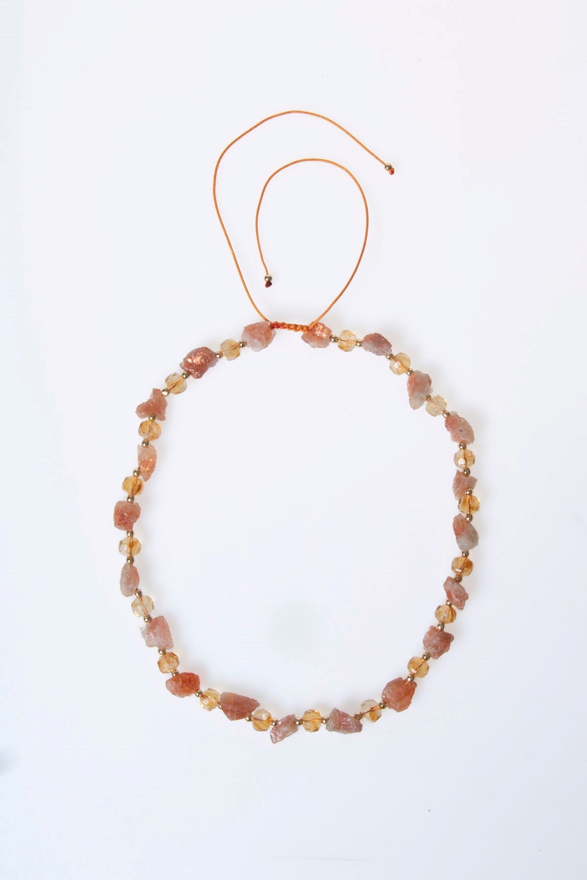 Güneş Taşı, Sitrin Doğal Taş Makrome Kolye (SK:093)