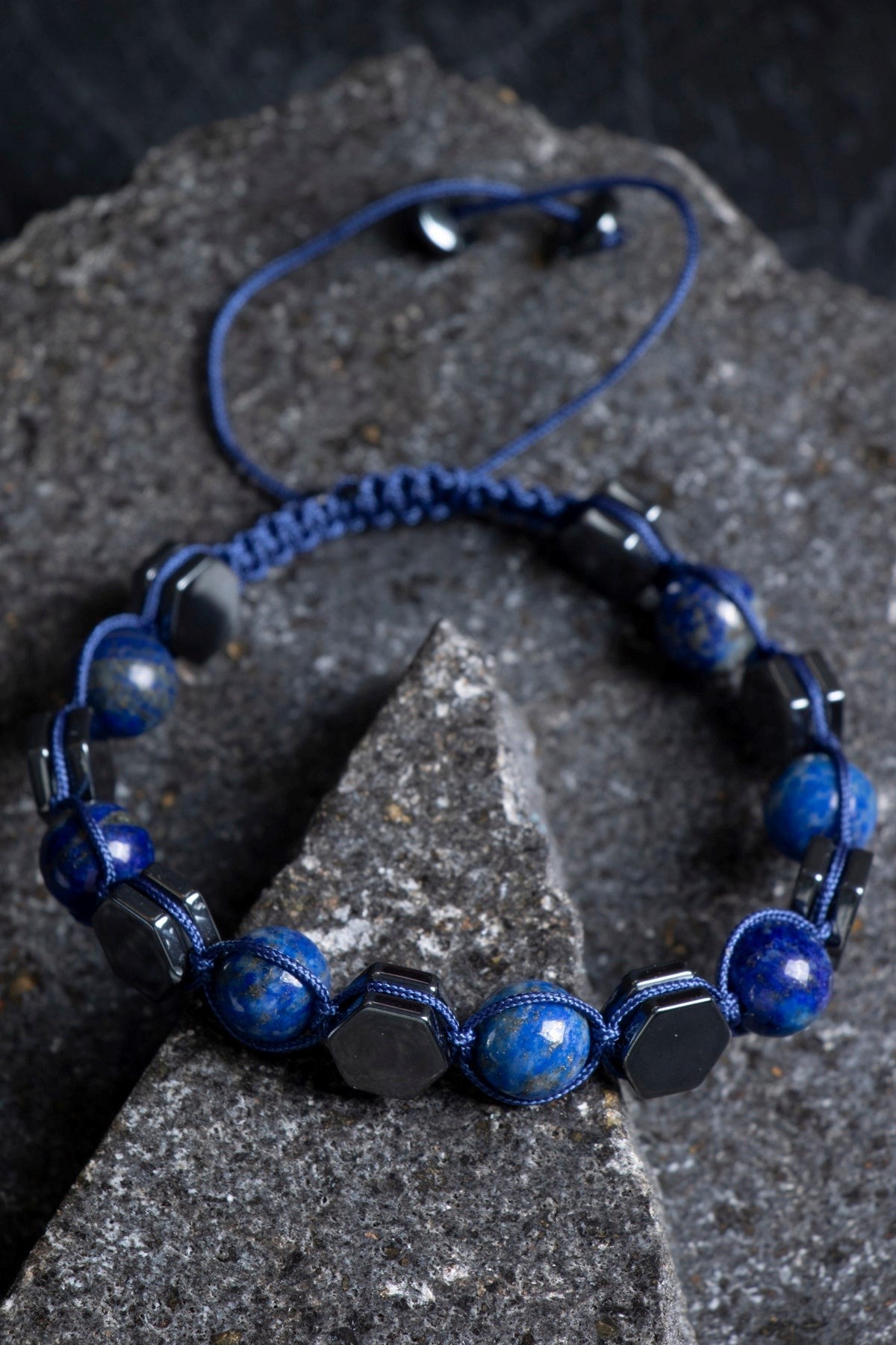 Lapis Lazuli, Hematit Doğal Taş Makrome Bileklik (SK:360)