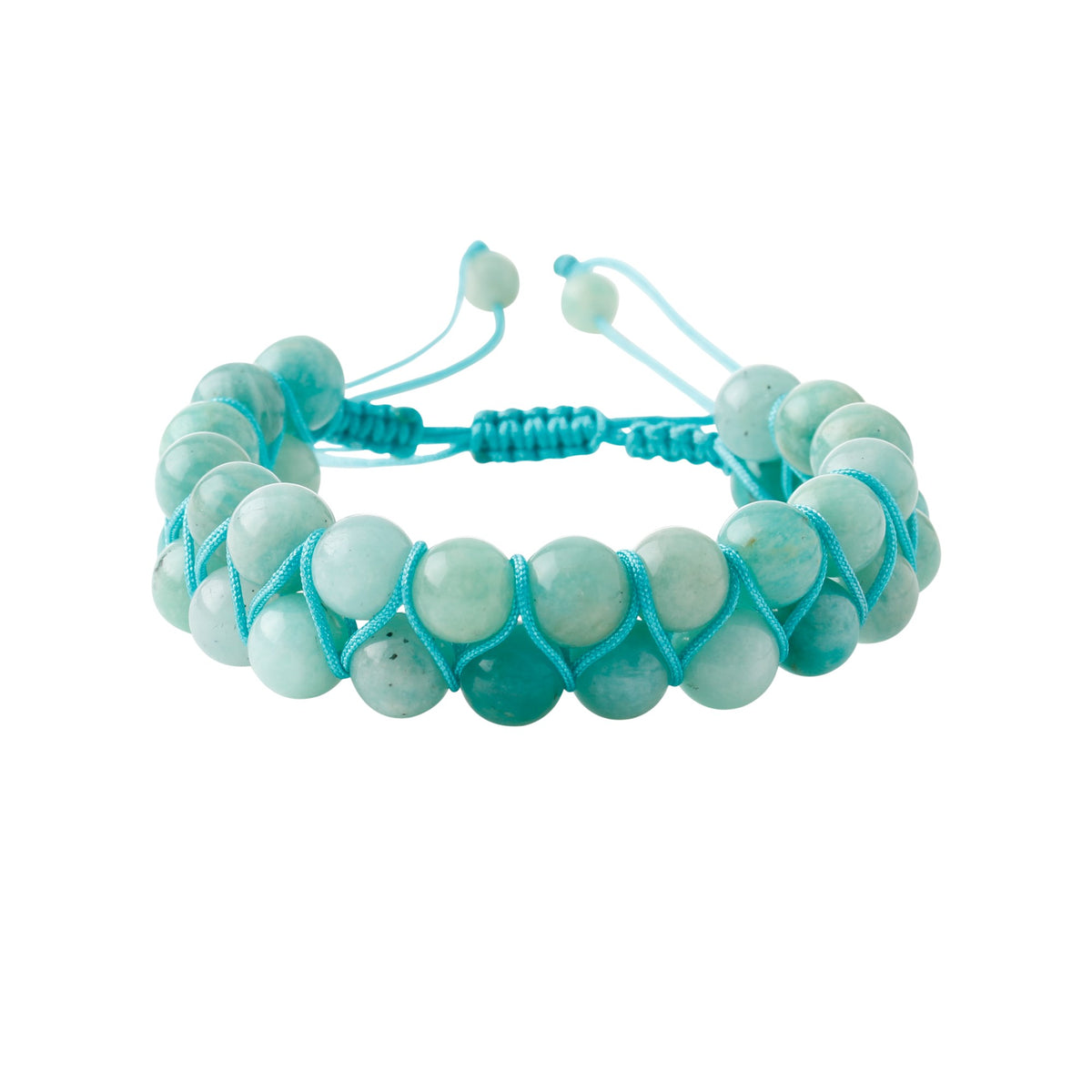 Amazonit 8mm Çift Sıra Makrome Doğal Taş Bileklik