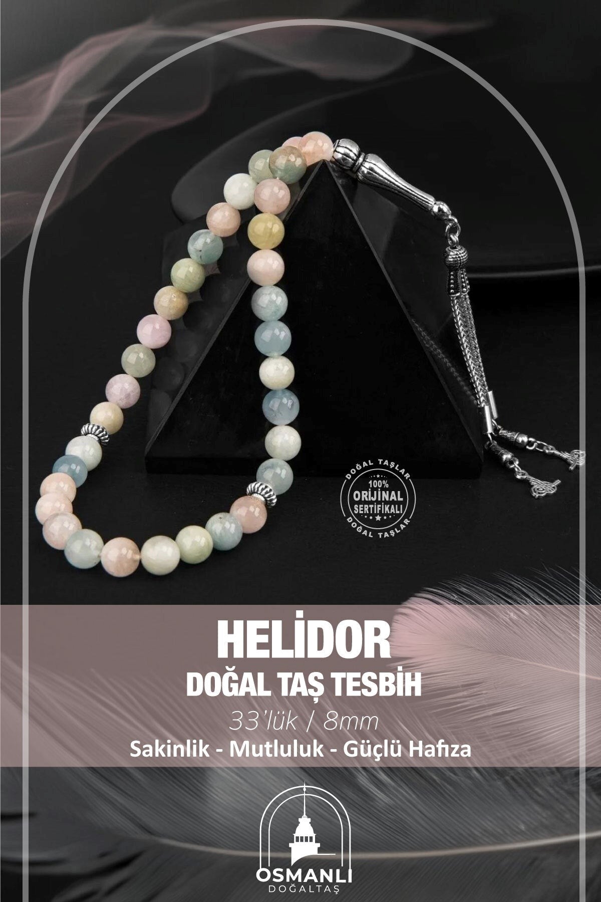 Helidor Doğal Taş Tesbih 33lük - 8mm