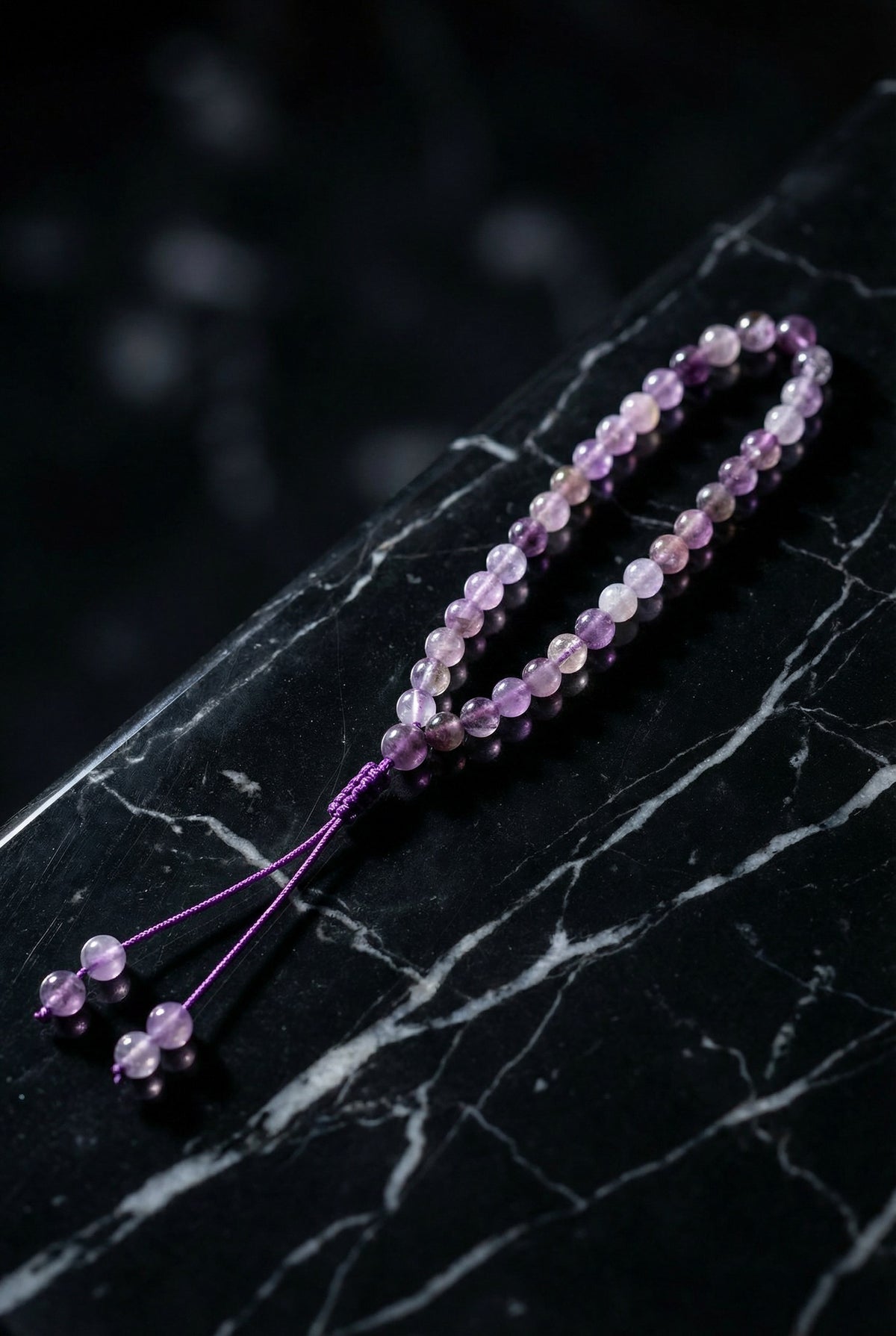 Ametist Doğal Taş 6 mm Tesbih & Makrome Bileklik – Uyumlu Set