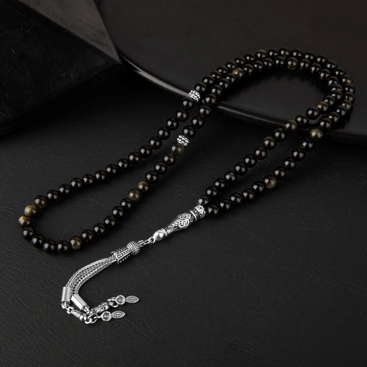 Golden Obsidyen Doğal Taş Tesbih 99’luk – 6mm El İşçiliği