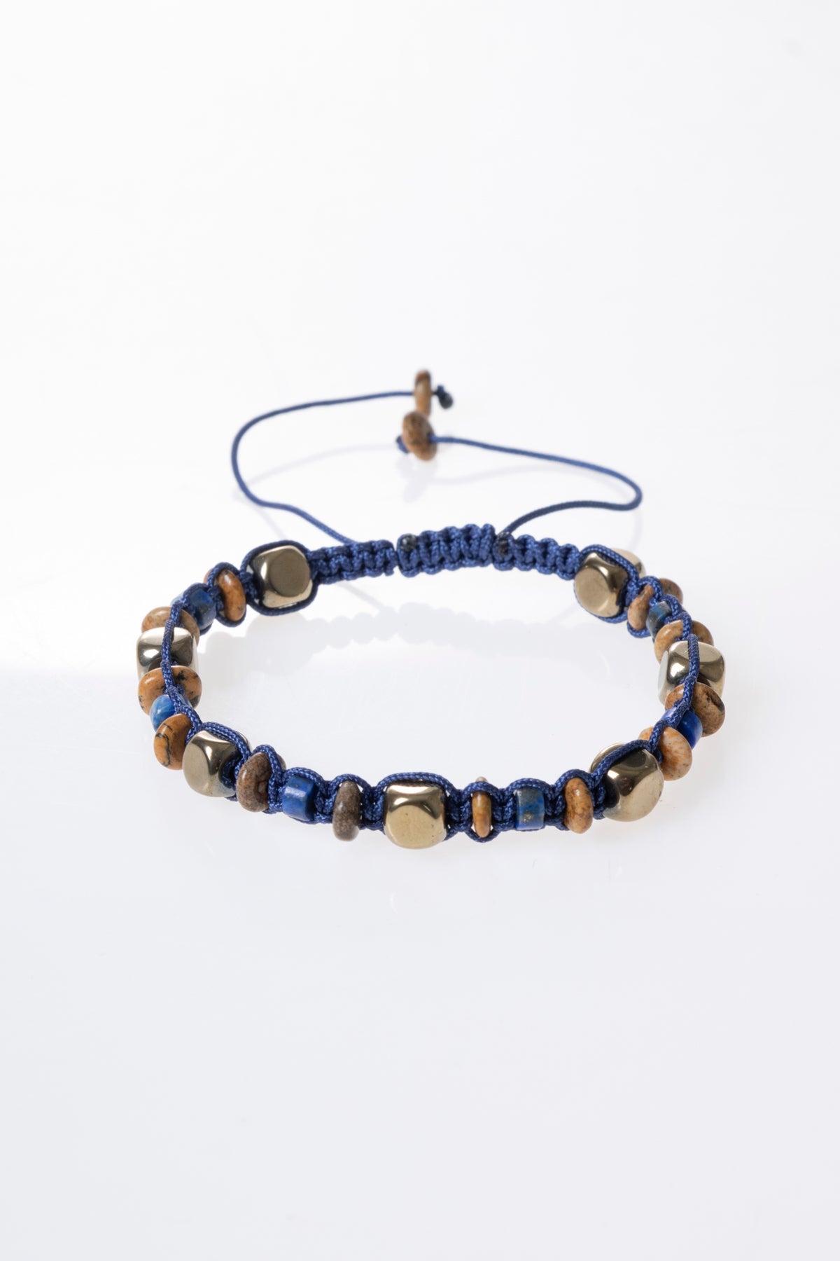 Sertifikalı Jasper, Lapis Lazuli, Hematit Doğal Taş Makrome Bileklik (SK:364)