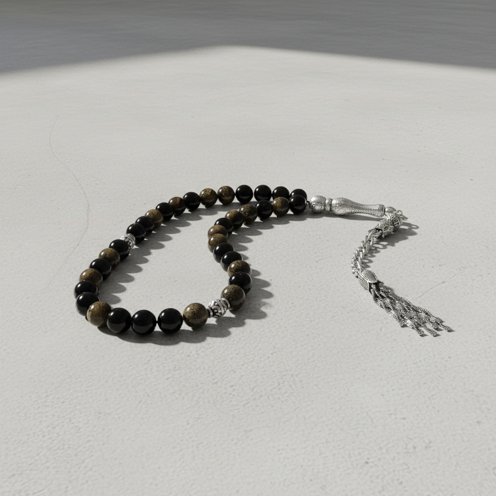 Golden Obsidyen Doğal Taş Tesbih – 33’lük / 8 mm