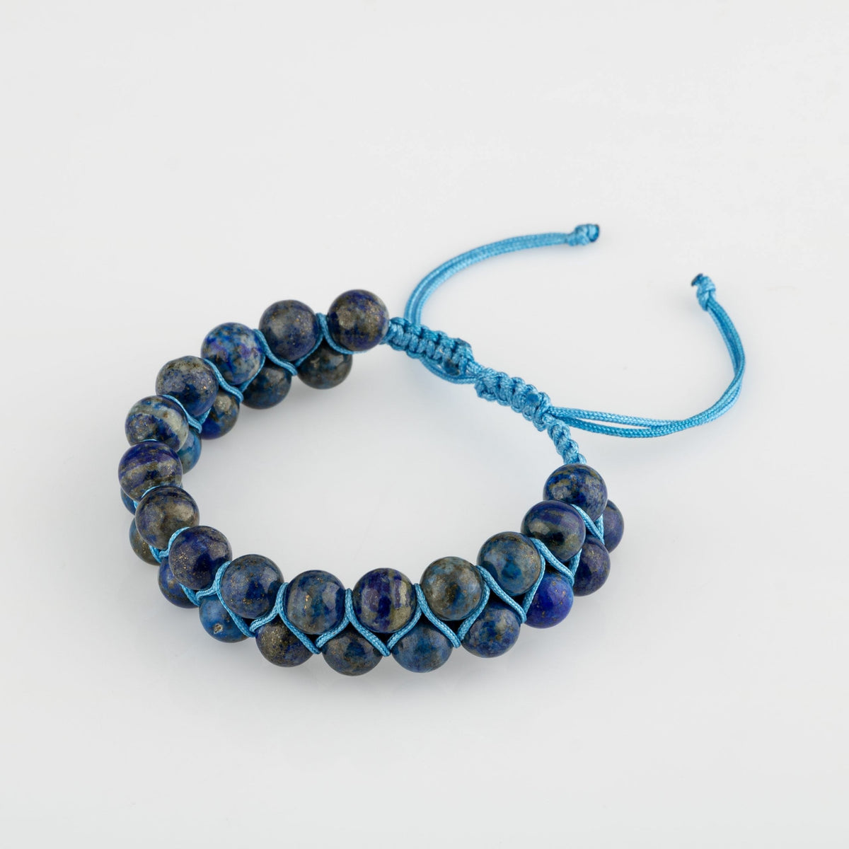 Lapis Lazuli 8 mm Çift Sıra Makrome Doğal Taş Bileklik
