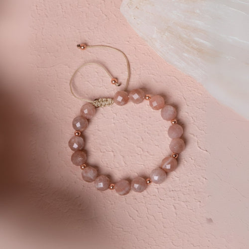 Sertifikalı Güneş Taşı, Hematit Doğal Taş Makrome Bileklik