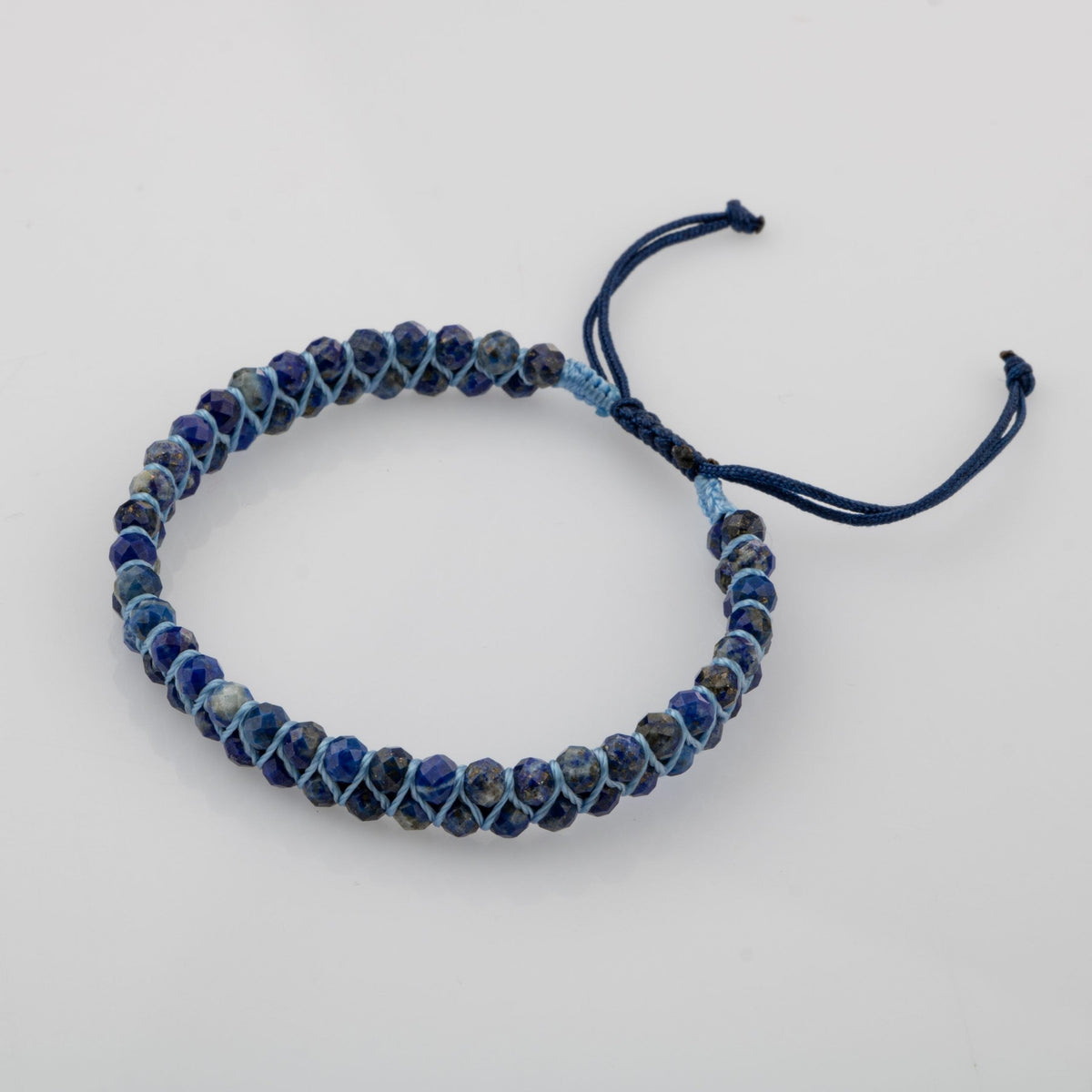 Lapis Lazuli 3-4 mm Çift Sıra Doğal Taş Bileklik – Unisex El İşçiliği