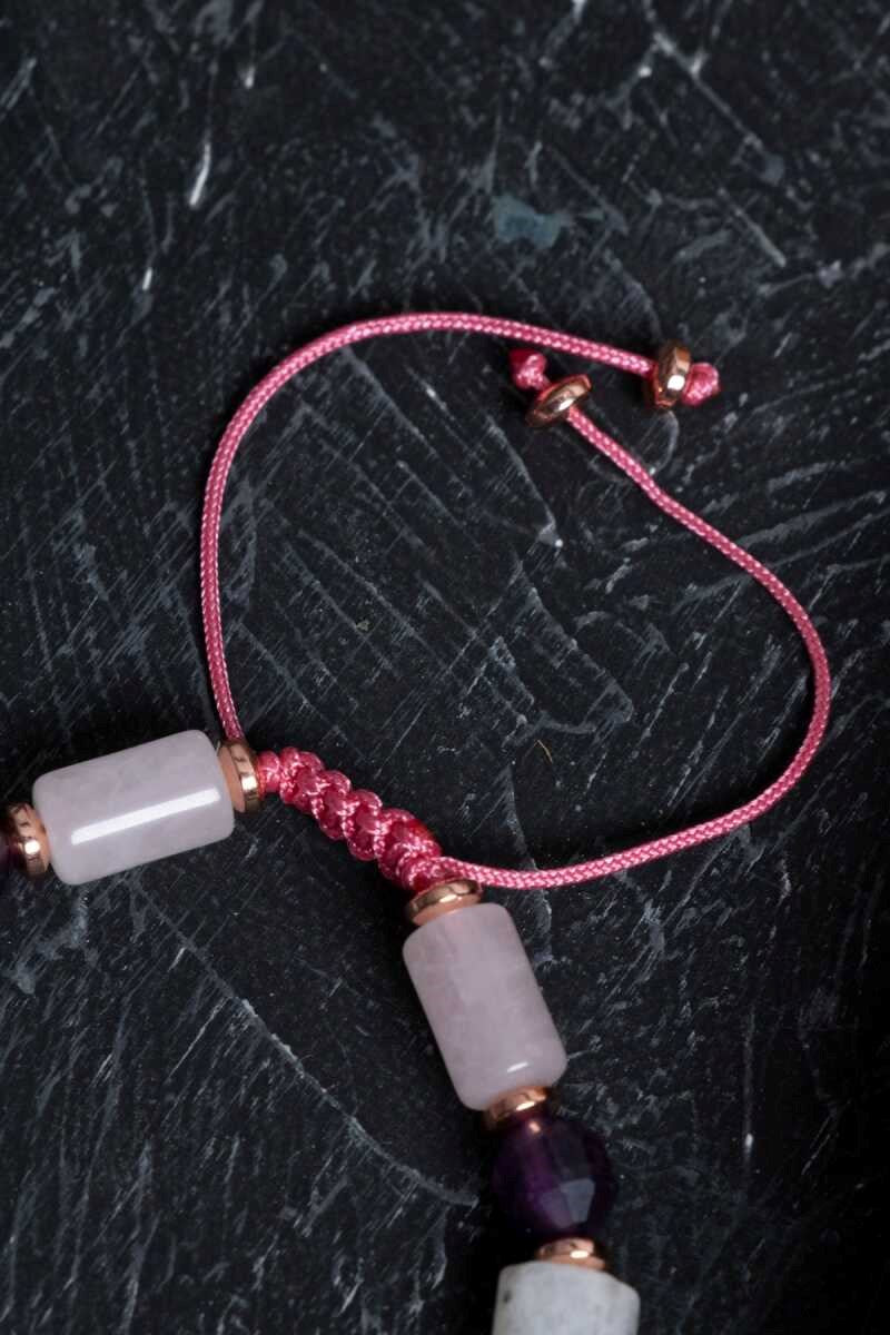 Ametist, Ay Taşı ve Pembe Kuvars Doğal Taş Bileklik