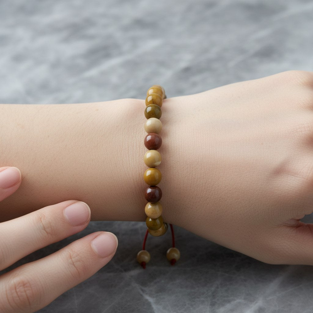 Sarı Jasper 8 mm Merdiven Kapama Doğal Taş Bileklik – El İşçiliği
