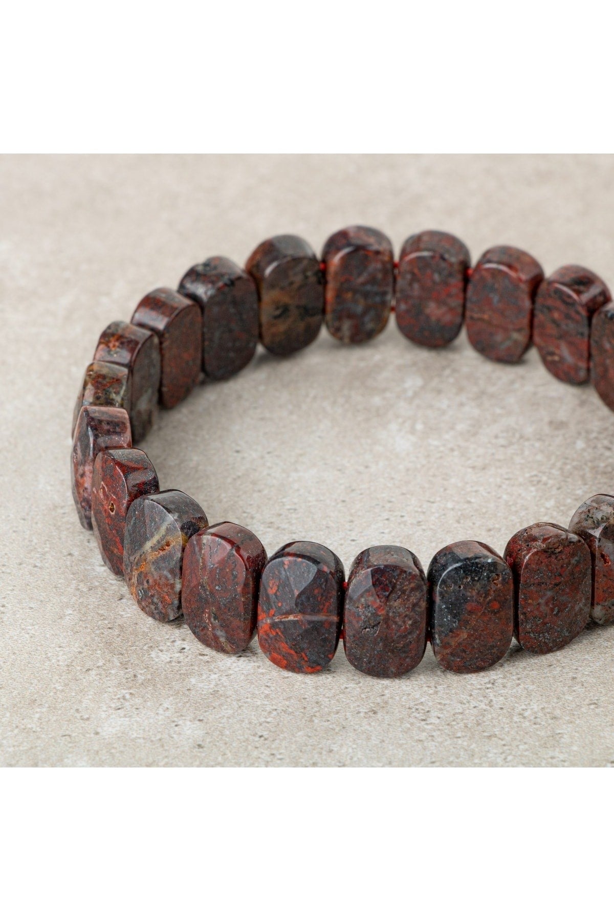 Dragon Jasper Doğal Taş Geniş Kesim Bileklik