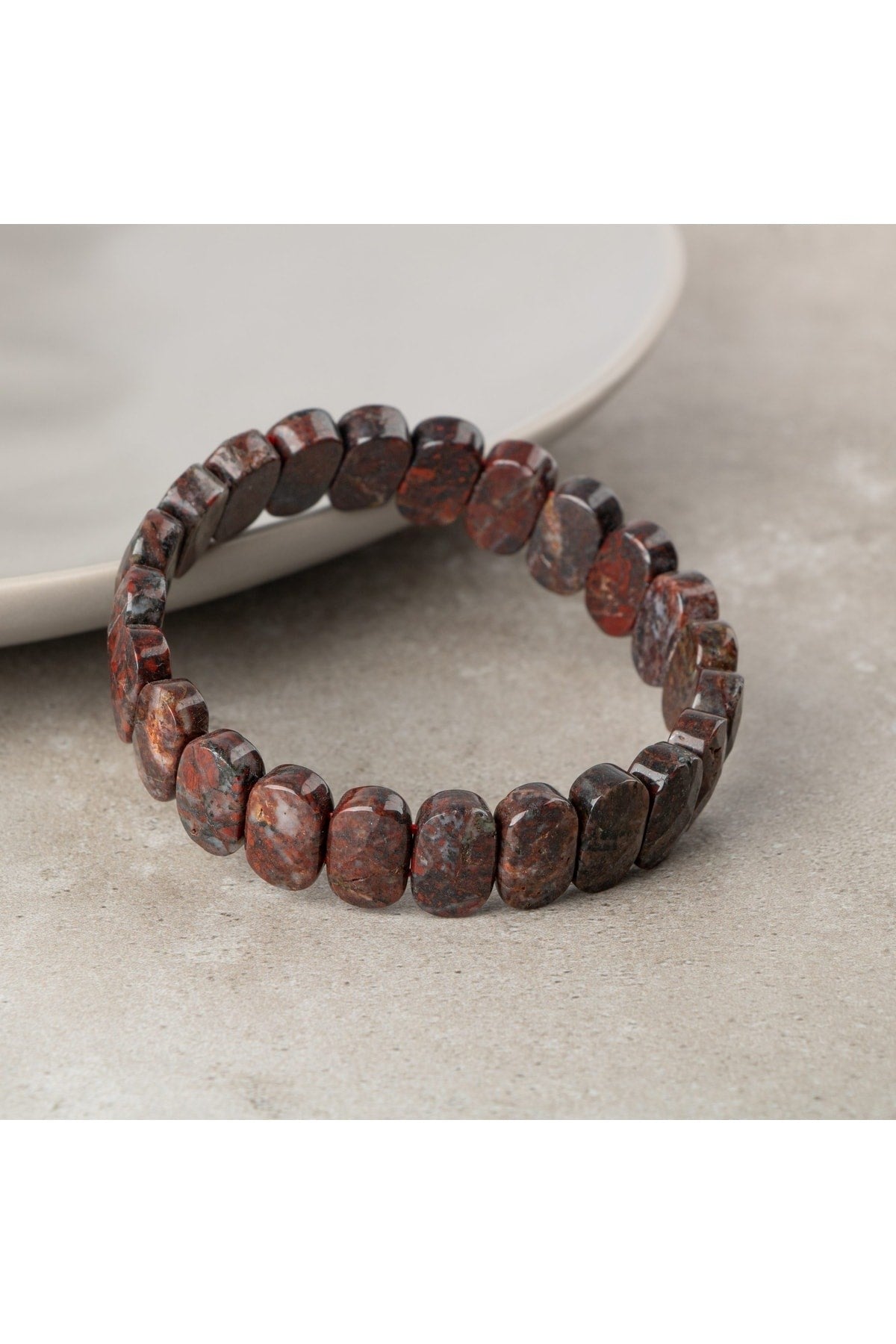 Dragon Jasper Doğal Taş Geniş Kesim Bileklik