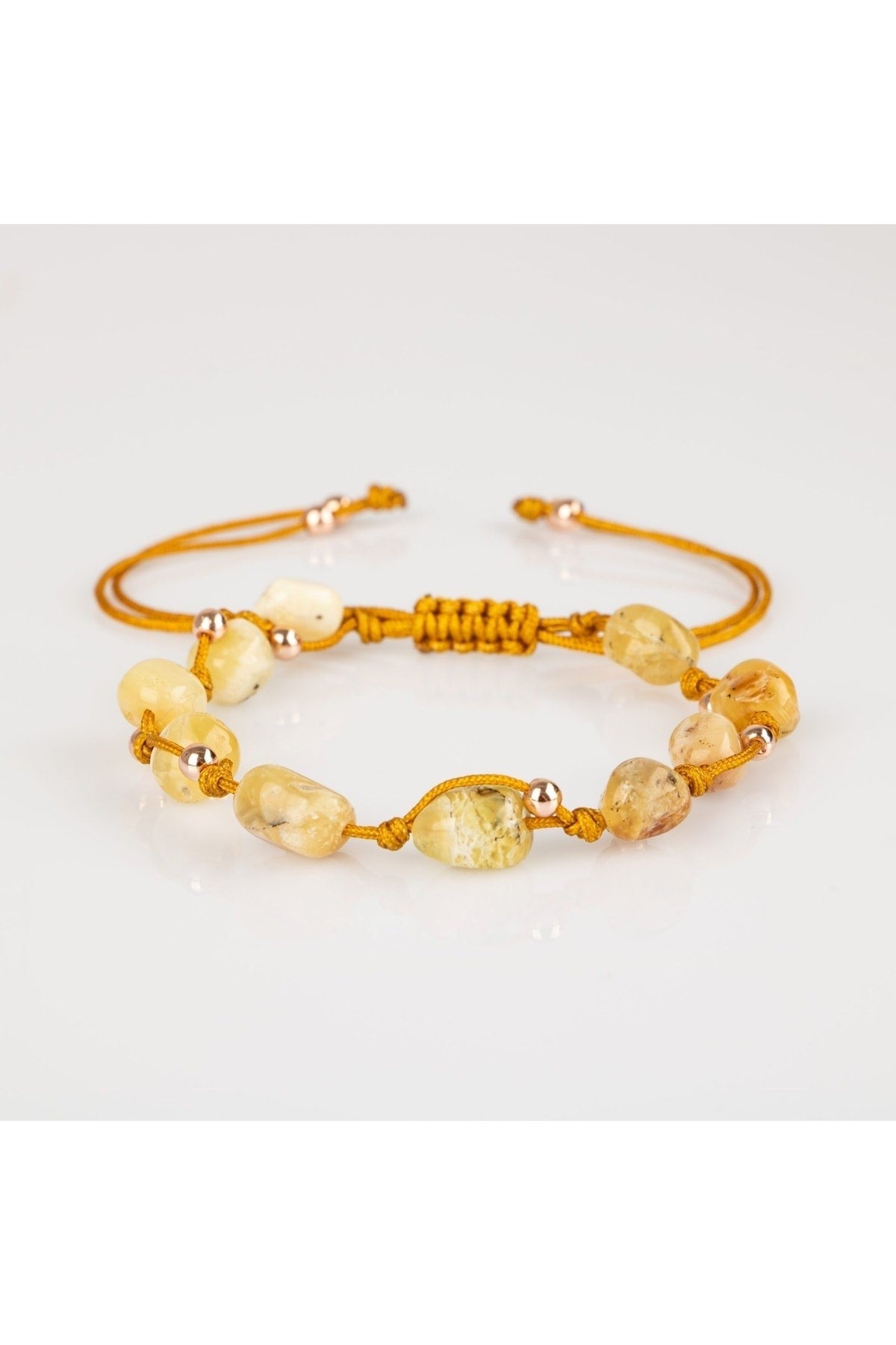 Sarı Kaplan Gözü Natürel Kesim Doğal Taş Makrome Bileklik