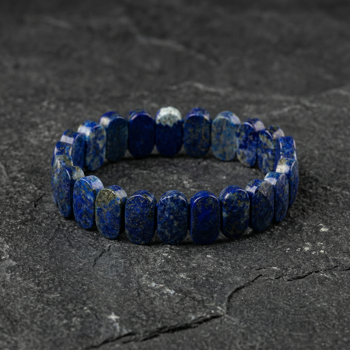 Lapis Lazuli Doğal Taş Geniş Kesim Bileklik (Rolex Stil)
