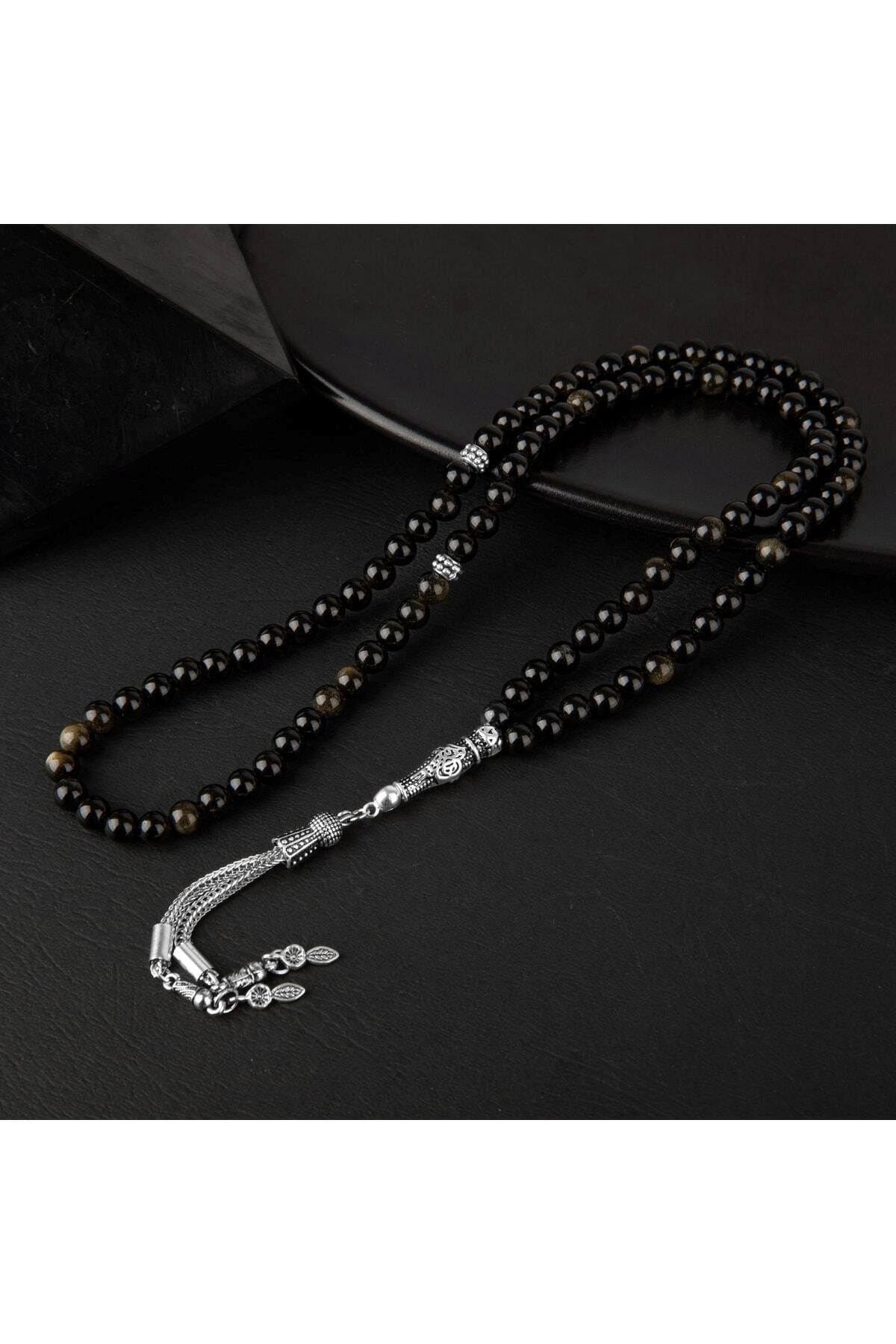 Golden Obsidyen Doğal Taş Tesbih 99luk - 6mm