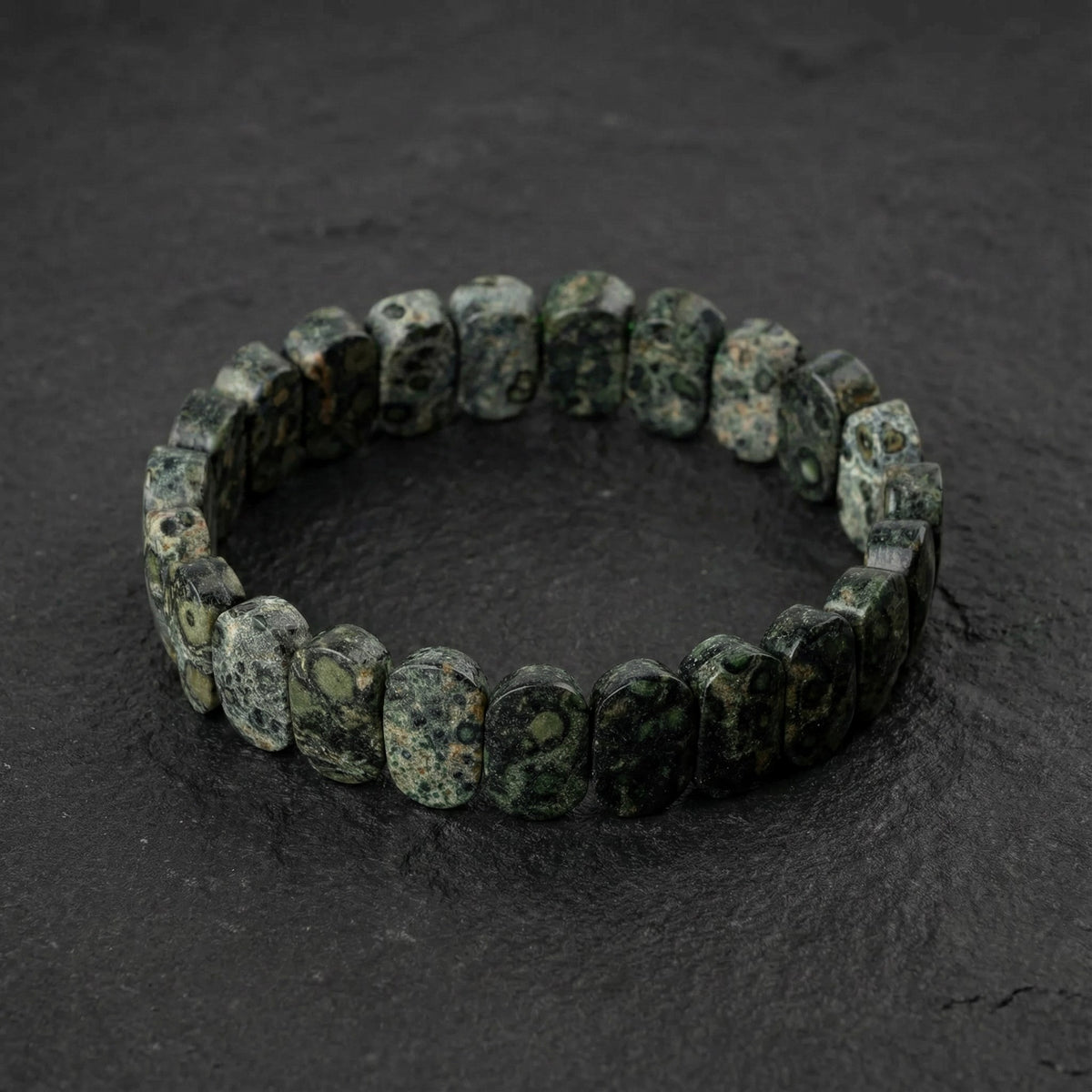 Yeşil Jasper Doğal Taş Geniş Kesim Bileklik (Rolex Stil)