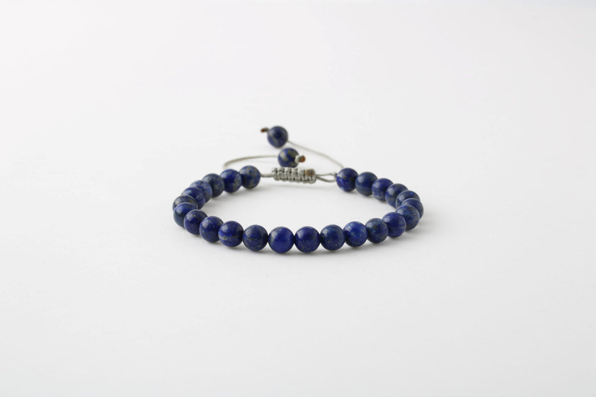 Lapis Lazuli 6 mm Merdiven Kapama Doğal Taş Bileklik – El İşçiliği