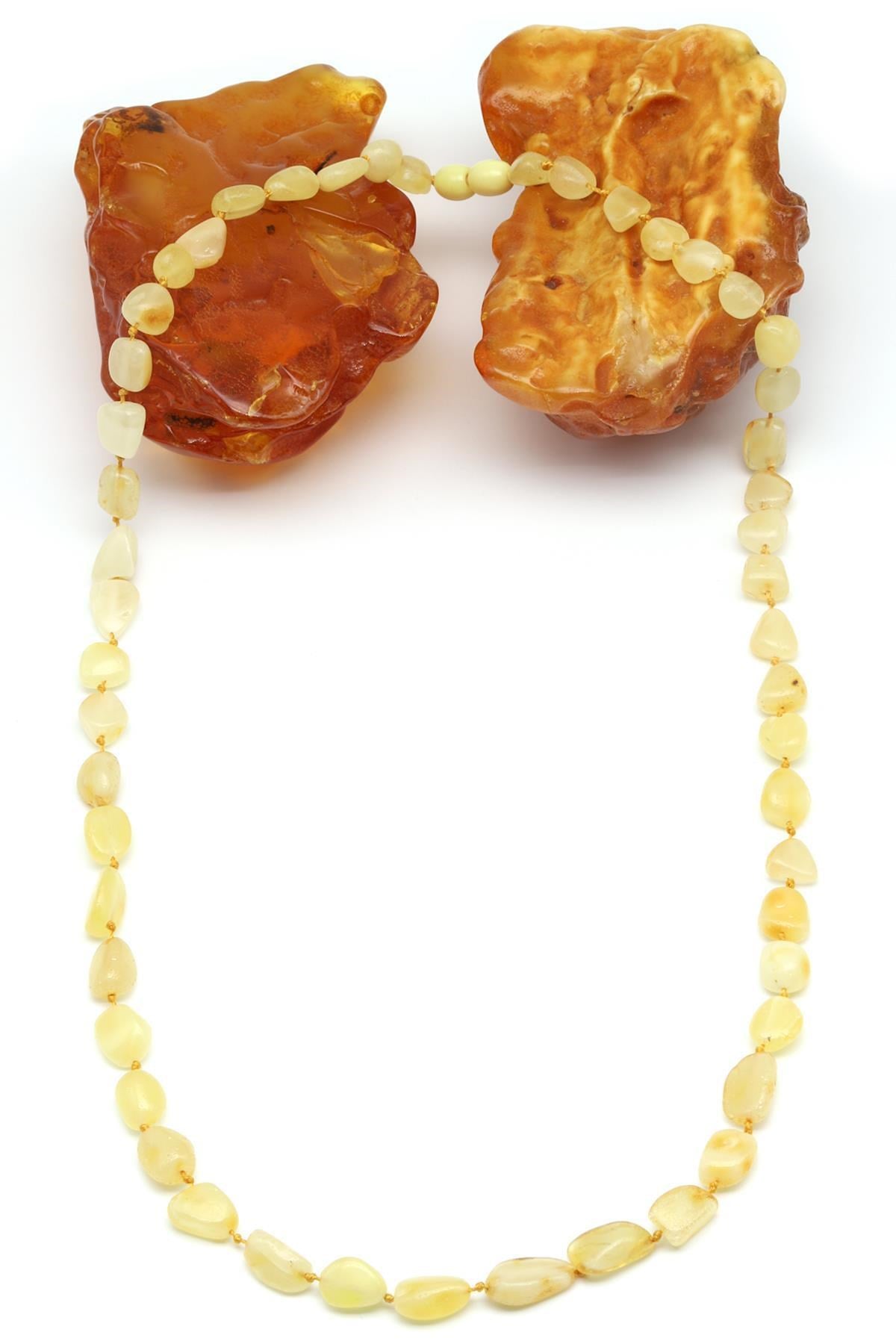 Damla Kehribar Kolye – 64 cm | 7–10 mm | Ortalama 15 gr