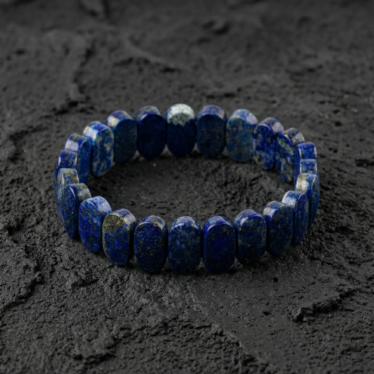 Lapis Lazuli Doğal Taş Geniş Kesim Bileklik (Rolex Stil)