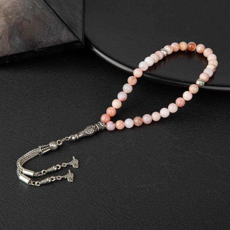 Opal Pembe Doğal Taş Tesbih 33lük - 8mm