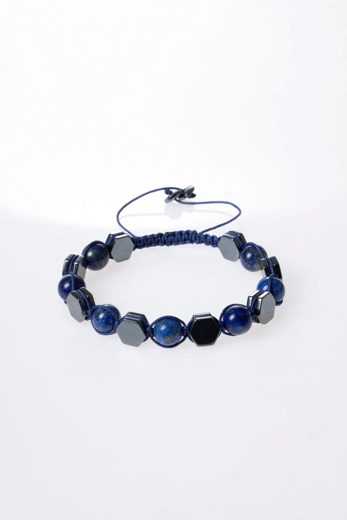Lapis Lazuli, Hematit Doğal Taş Makrome Bileklik (SK:360)
