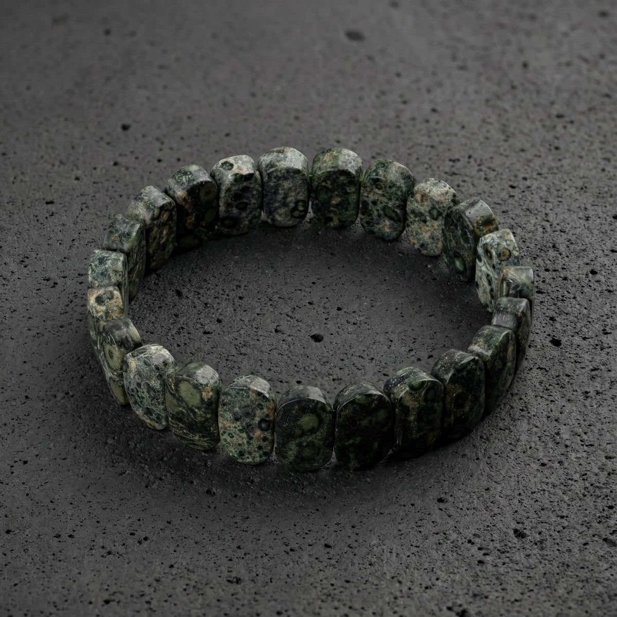 Yeşil Jasper Doğal Taş Geniş Kesim Bileklik (Rolex Stil)