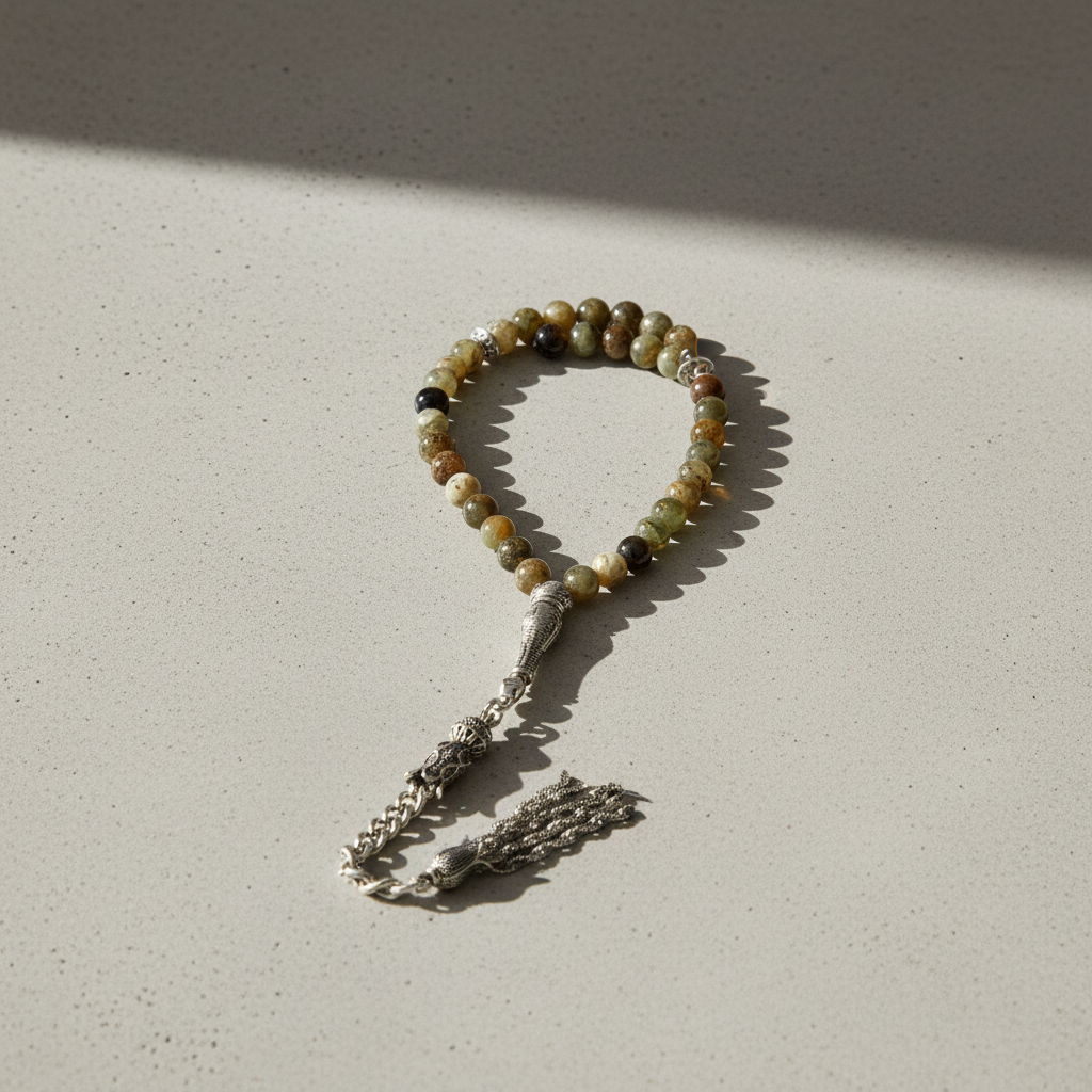 Tsavorit – Lal (Granat) Doğal Taş Tesbih – 33’lük / 6 mm