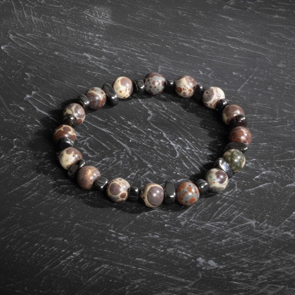 Sertifikalı Orijinal Jasper Hematit Doğal Taş Bileklik 8Mm