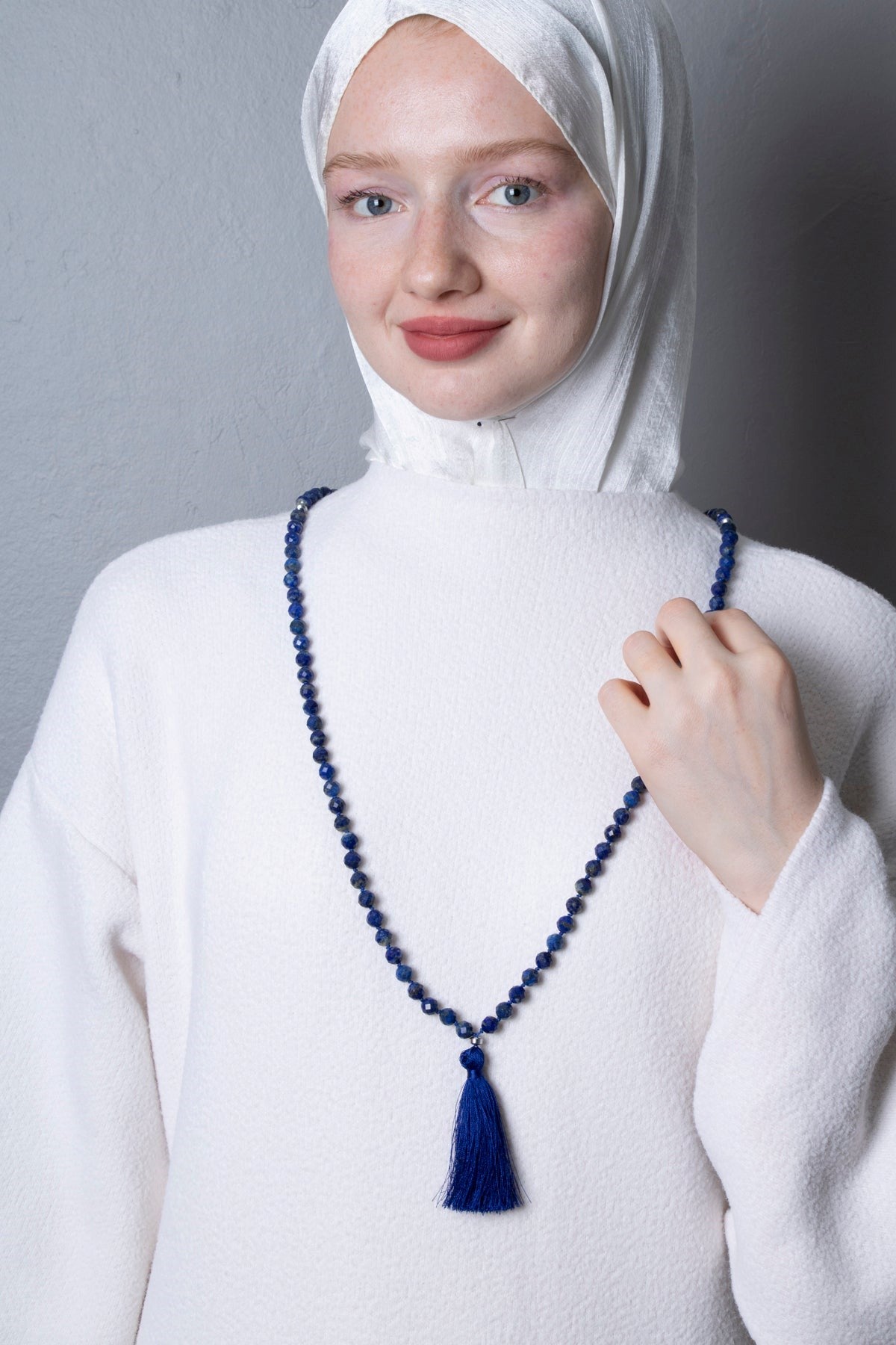 Lapis Lazuli Elmas Kesim Fasetli Doğal Taş Tesbih Kolye 99luk - 8mm (SK:287)