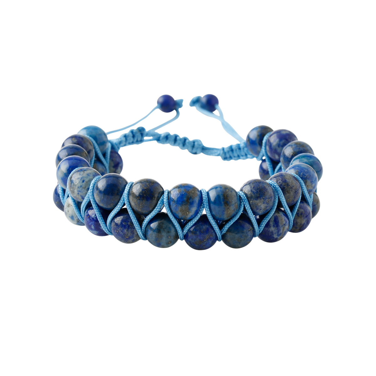 Lapis Lazuli 8mm Çift Sıra Makrome Doğal Taş Bileklik