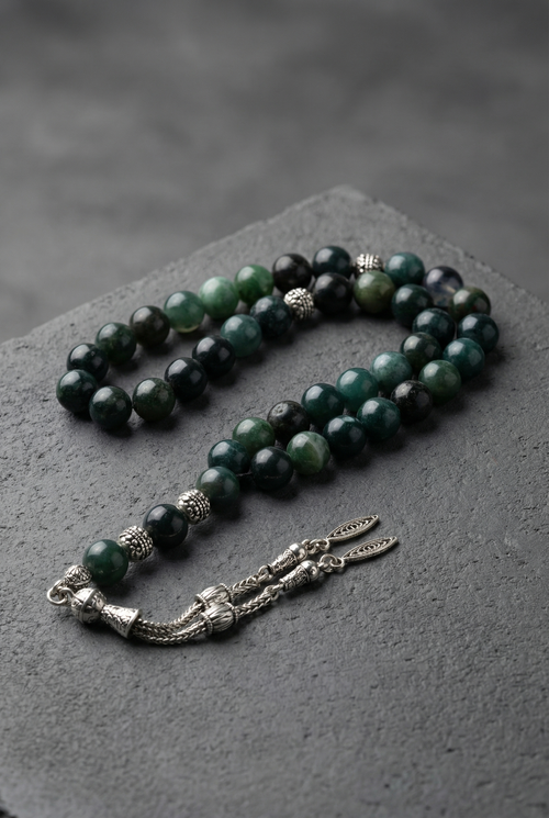 Yosun Akik Doğal Taş Tesbih – 8 mm Küre Kesim