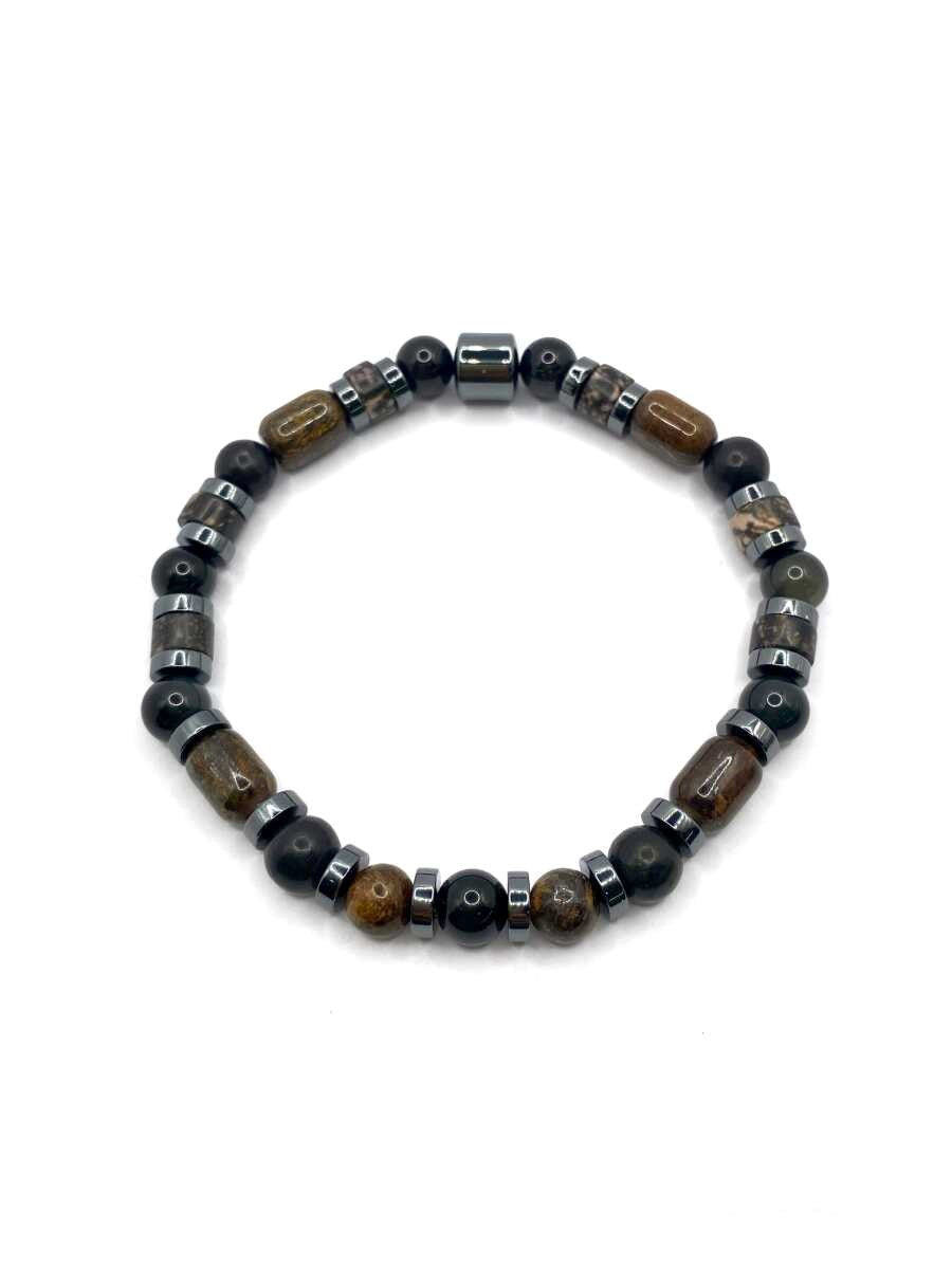 Hakiki Orijinal (Şungit) Shungite - Bronzit - Obsidyen - Rodonit - Hematit 6mm Misinalı Doğal Taş Bileklik