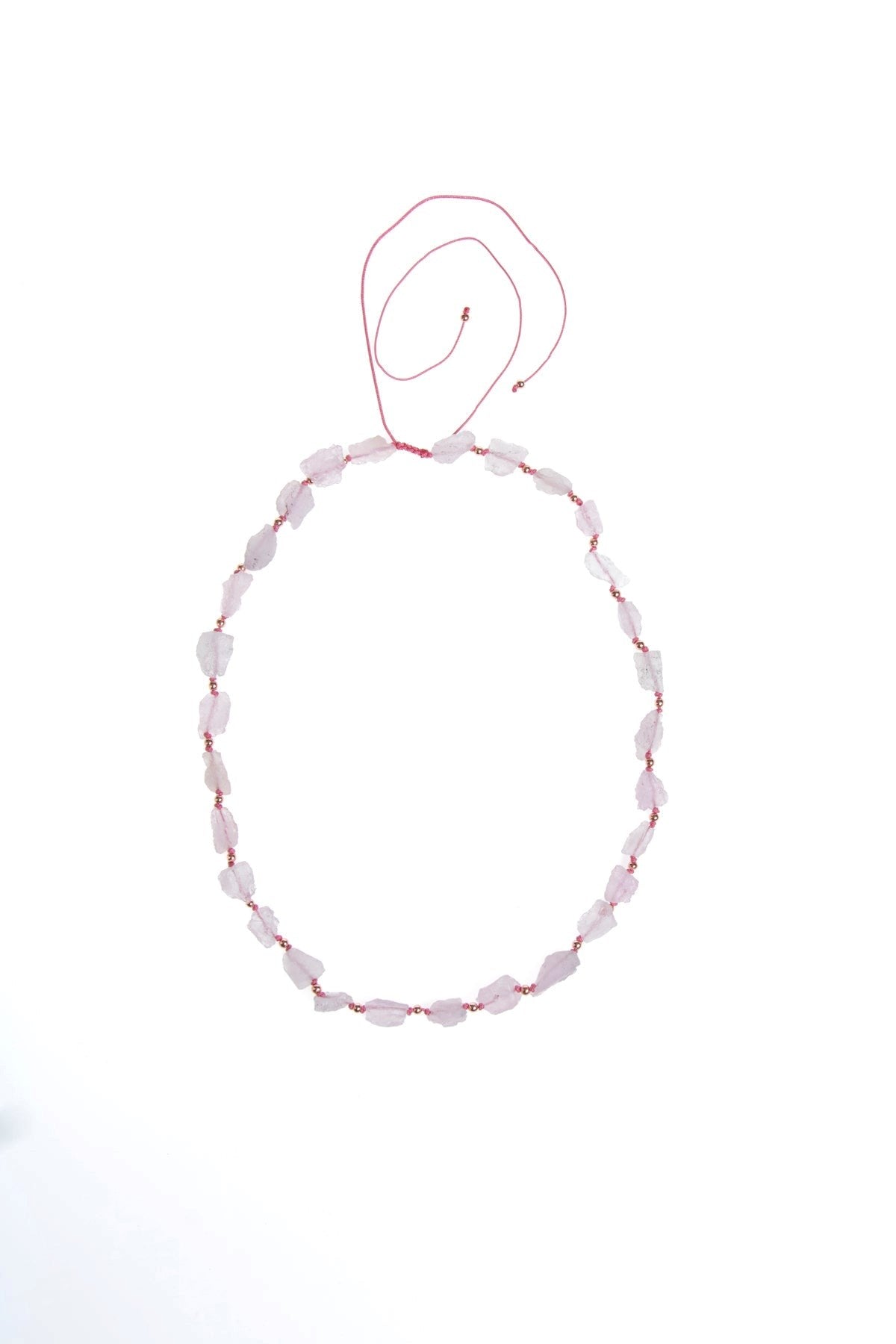 Ham Pembe Kuvars Doğal Taş Kolye – Unisex Şık Tasarım
