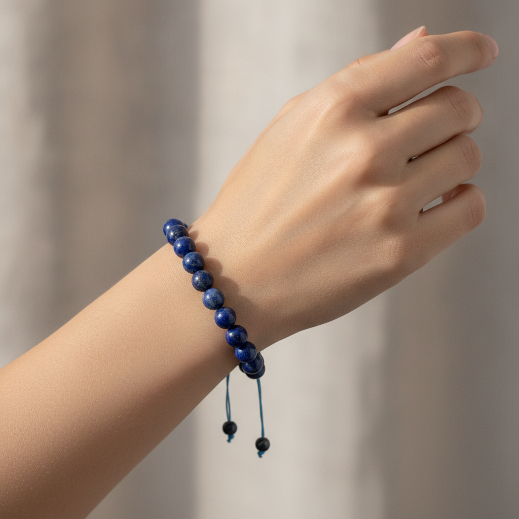 Lapis Lazuli 8mm Merdiven Kapama Doğal Taş Bileklik