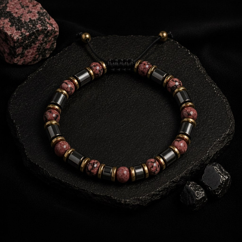 Rodonit & Hematit Doğal Taş Bileklik