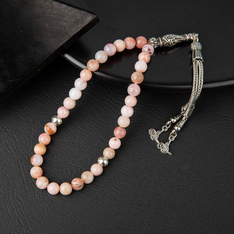 Opal Pembe Doğal Taş Tesbih 33lük - 8mm
