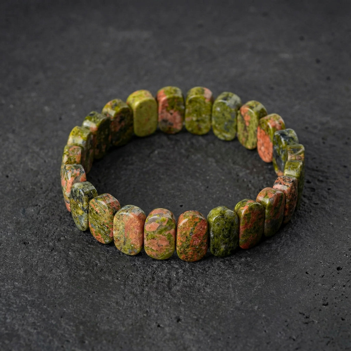 Unakit Doğal Taş Geniş Kesim Bileklik (Rolex Stil)