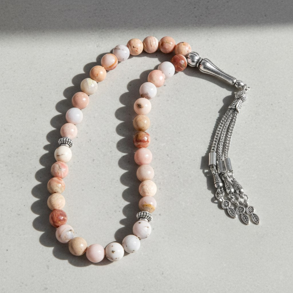 Opal Pembe Doğal Taş Tesbih – 33’lük / 8 mm