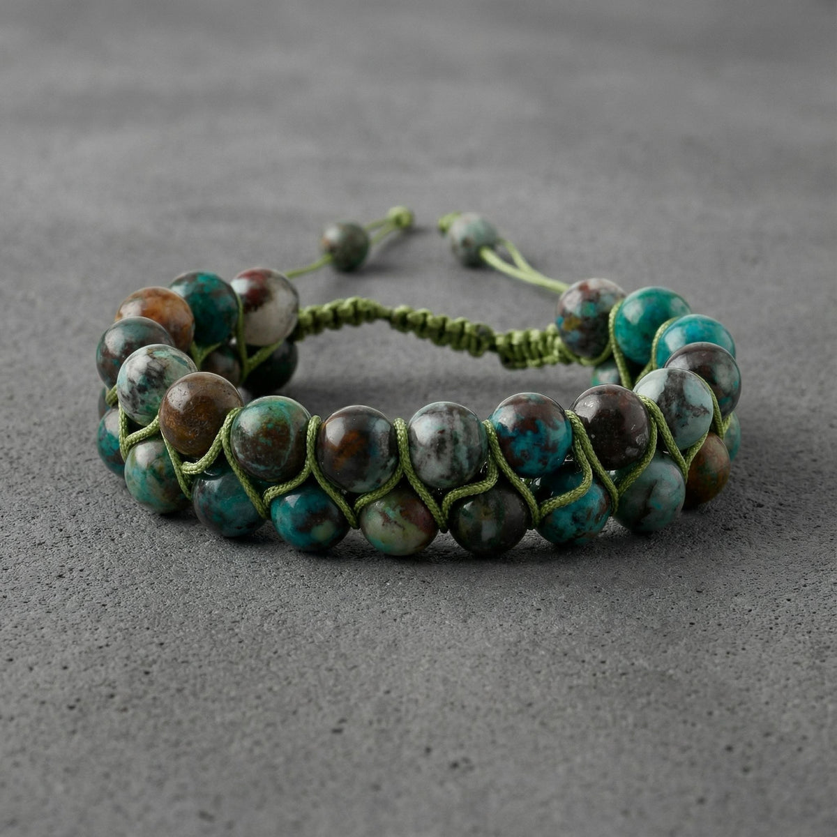 Krizokol 8mm Çift Sıra Makrome Doğal Taş Bileklik
