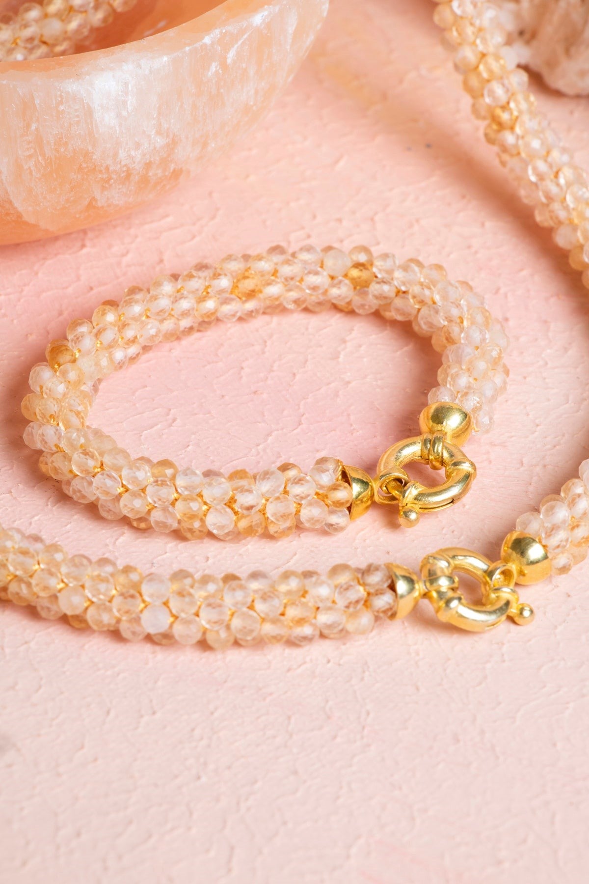 El İşçiliği Örme Sitrin Gümüş Kapama Set (SK:094)