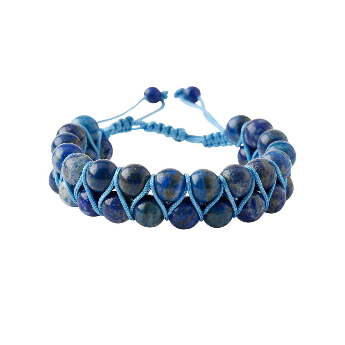 Lapis Lazuli 8 mm Çift Sıra Makrome Doğal Taş Bileklik