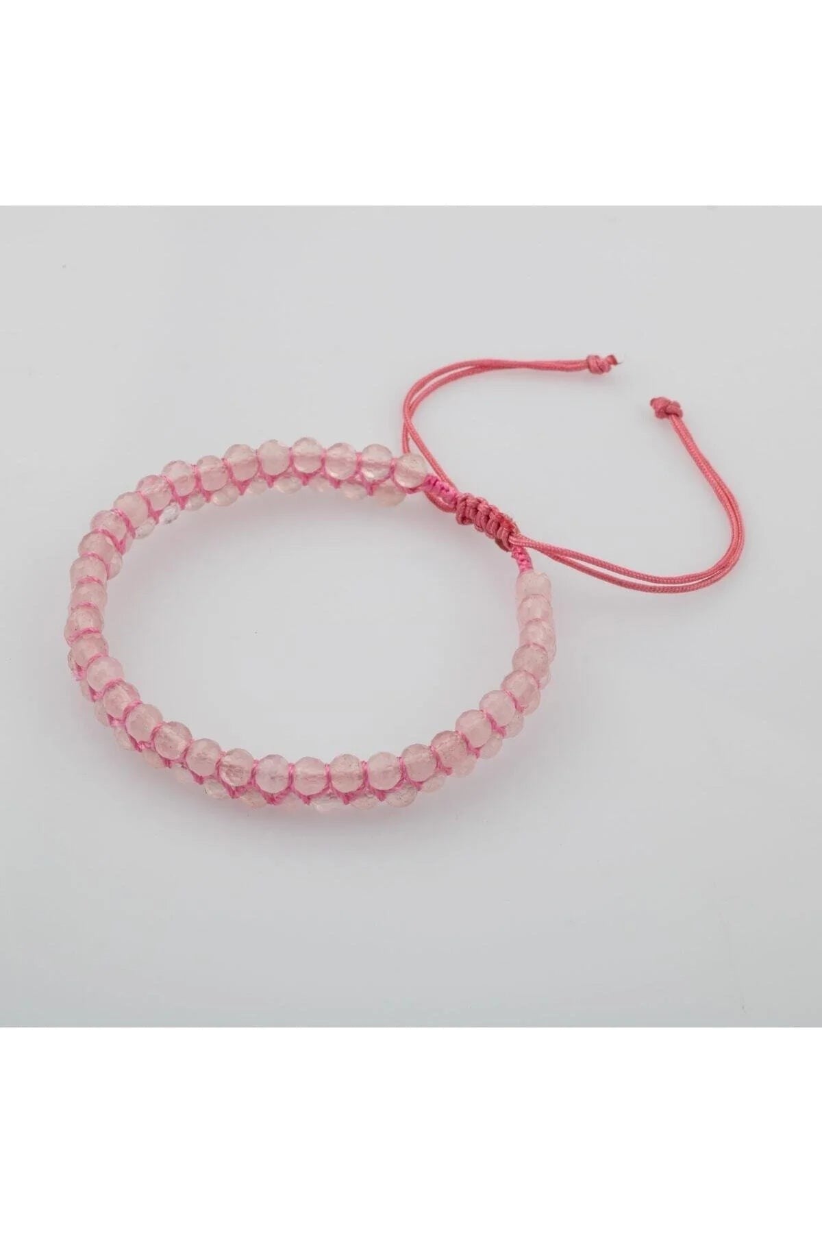 Pembe Kuvars (Gül Kuvars) 3-4mm Çift Sıra Doğal Taş Bileklik
