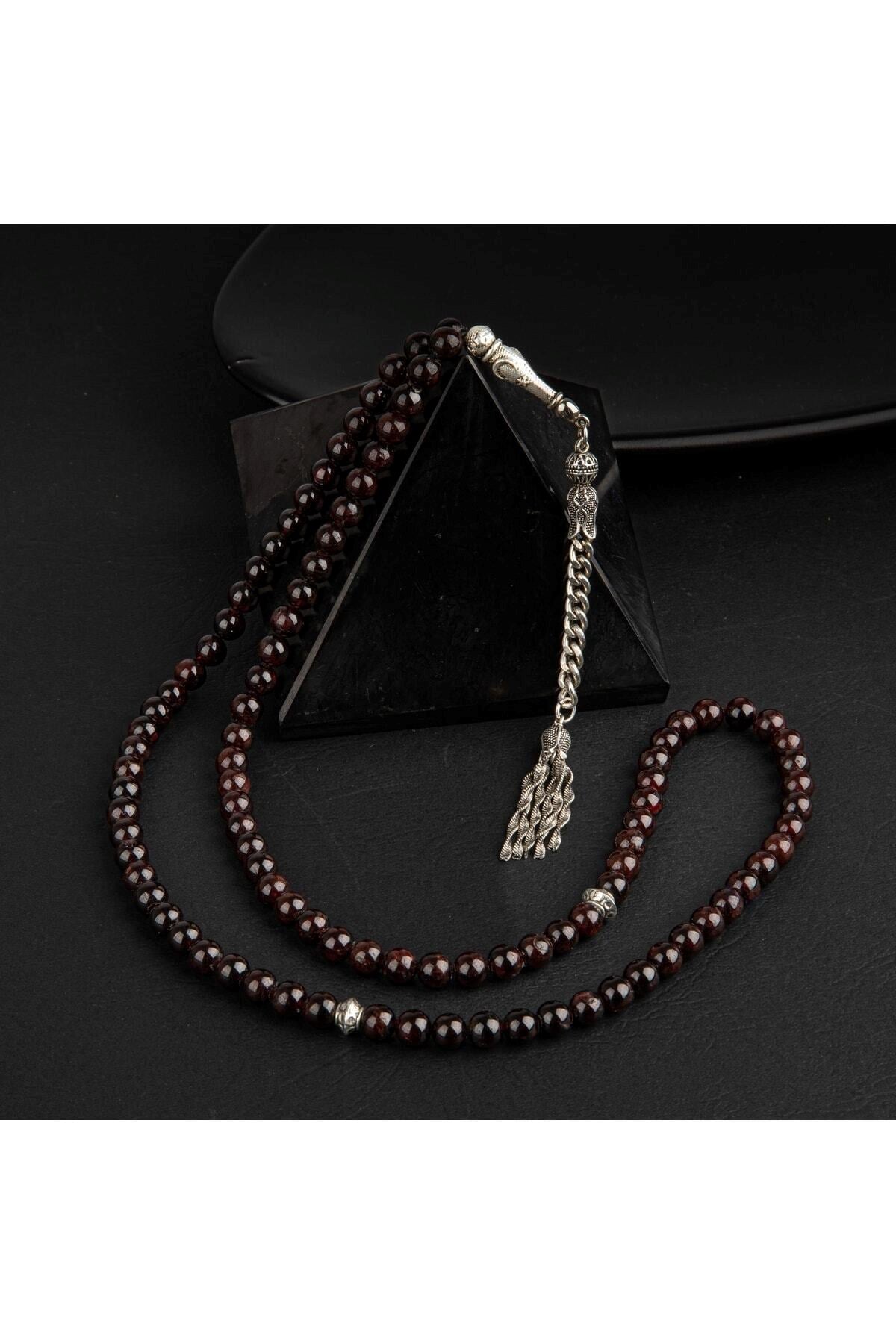 Bordo Granat Lal Doğal Taş Tesbih 99luk - 6mm