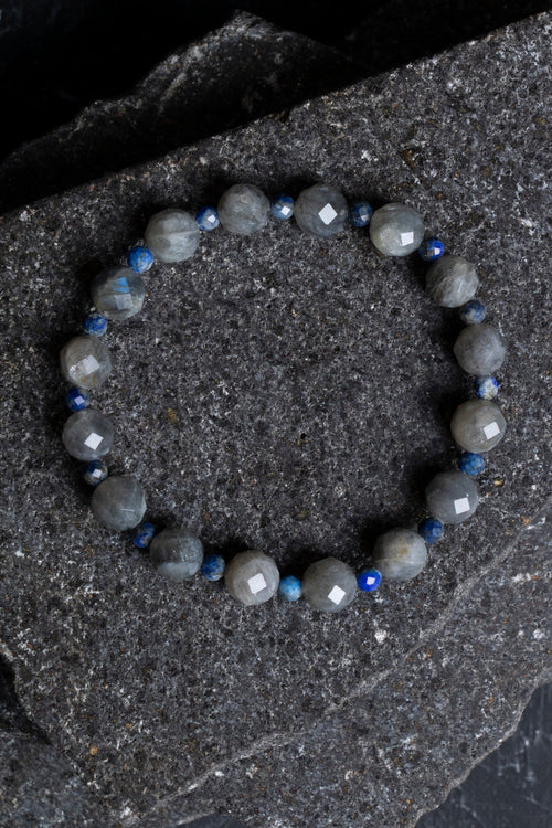 Sertifikalı Labradorit, Lapis Lazuli Fasetli Kesim Doğal Taş Bileklik (SK:565)