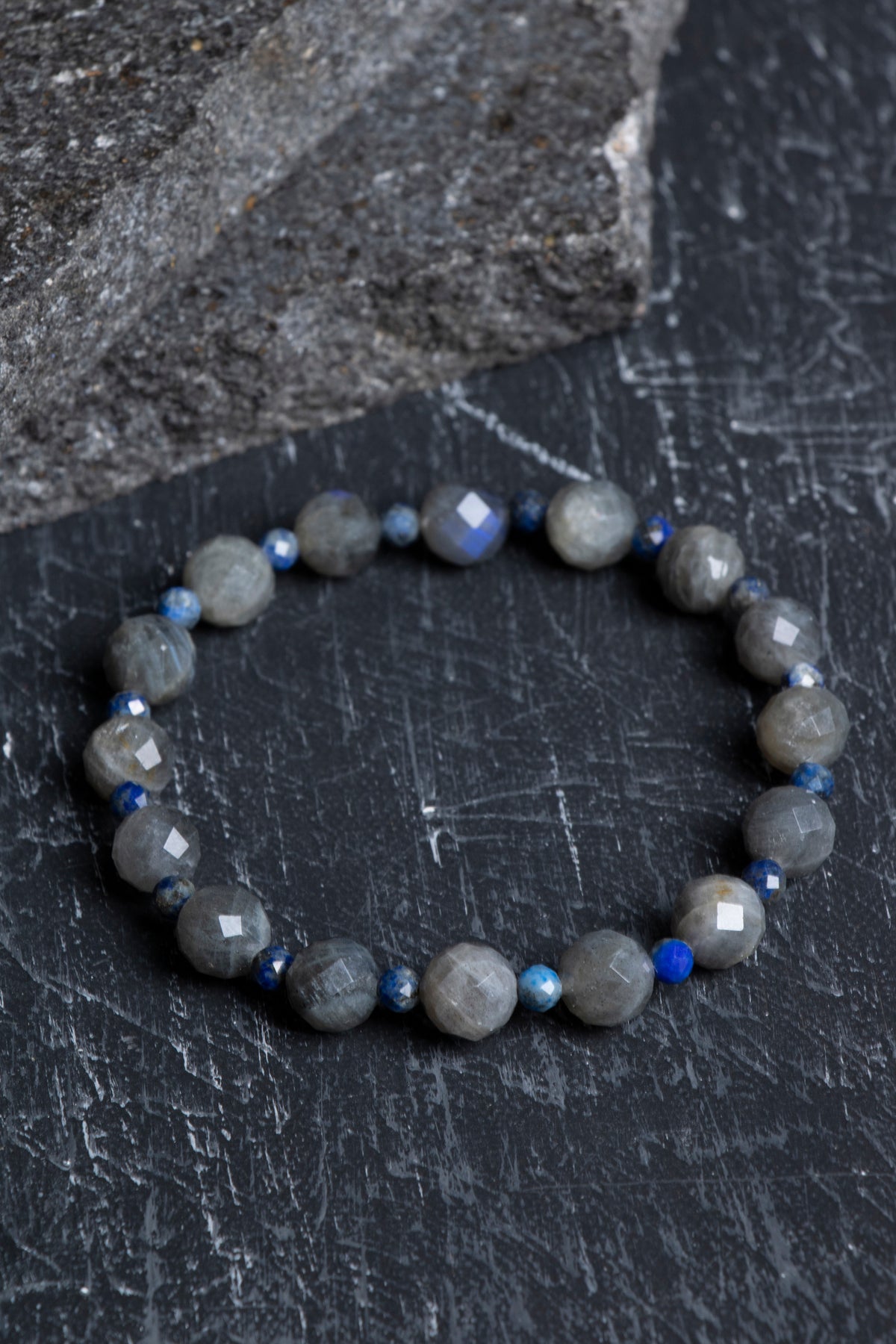 Sertifikalı Labradorit, Lapis Lazuli Fasetli Kesim Doğal Taş Bileklik (SK:565)