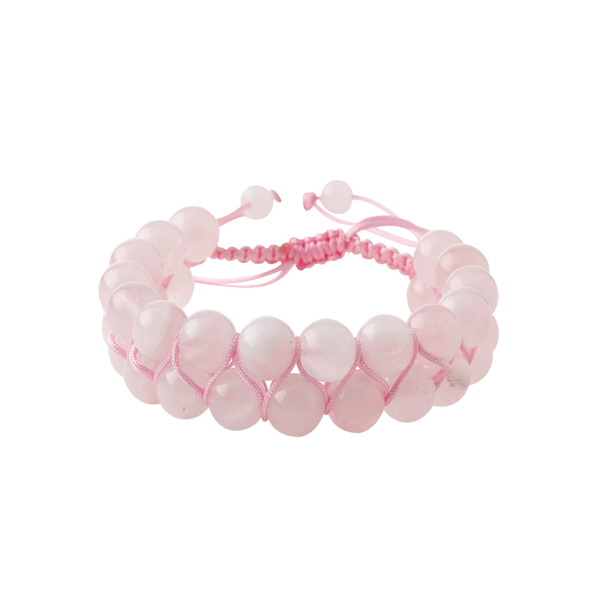 Pembe Kuvars (Gül Kuvars) 8mm Çift Sıra Makrome Doğal Taş Bileklik