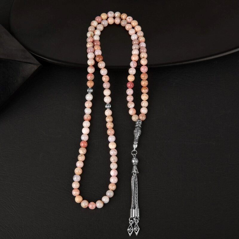 Opal Pembe Doğal Taş Tesbih 99luk - 6mm